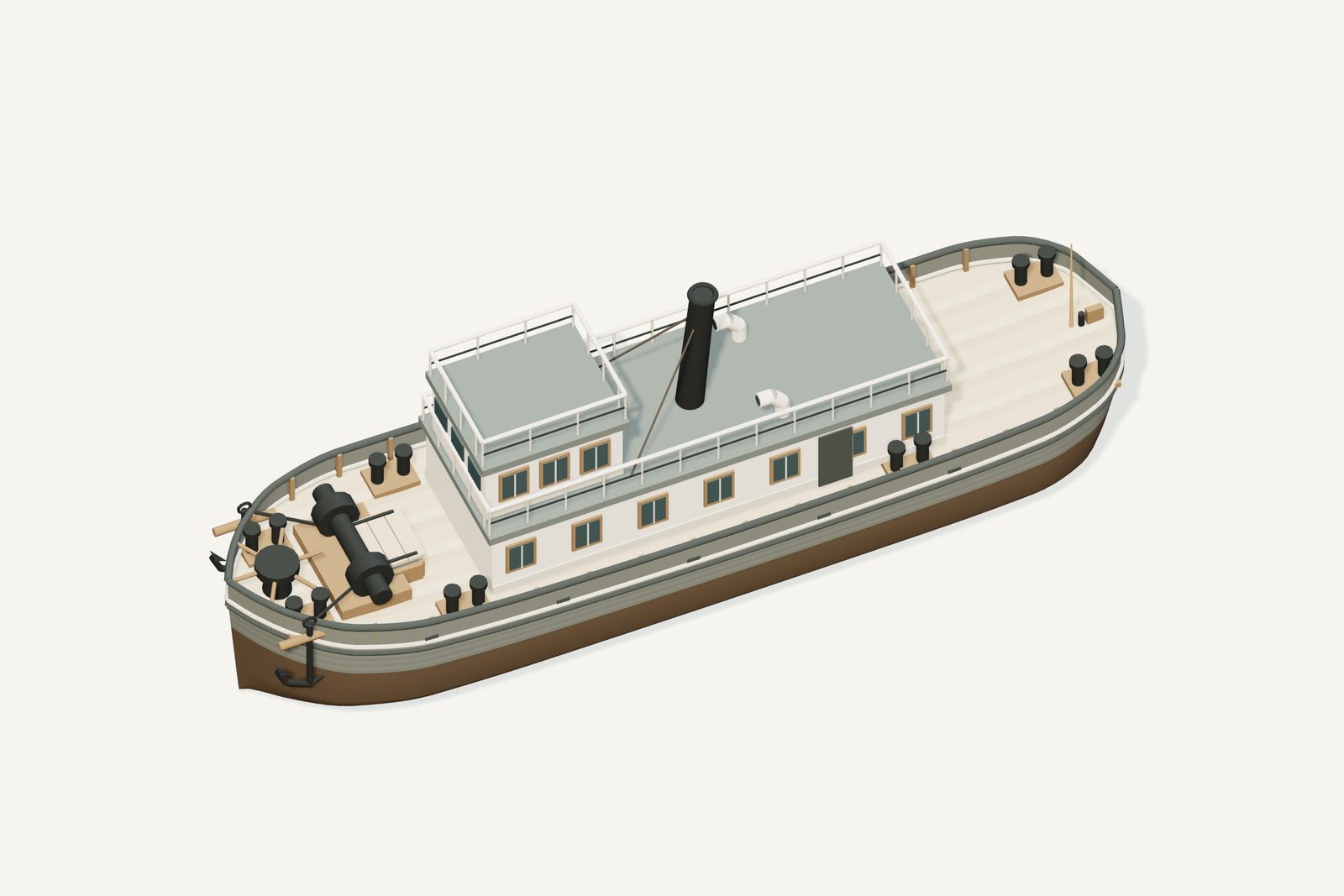 William Maxwell reconstruction, deck view, rendered from the 3D model