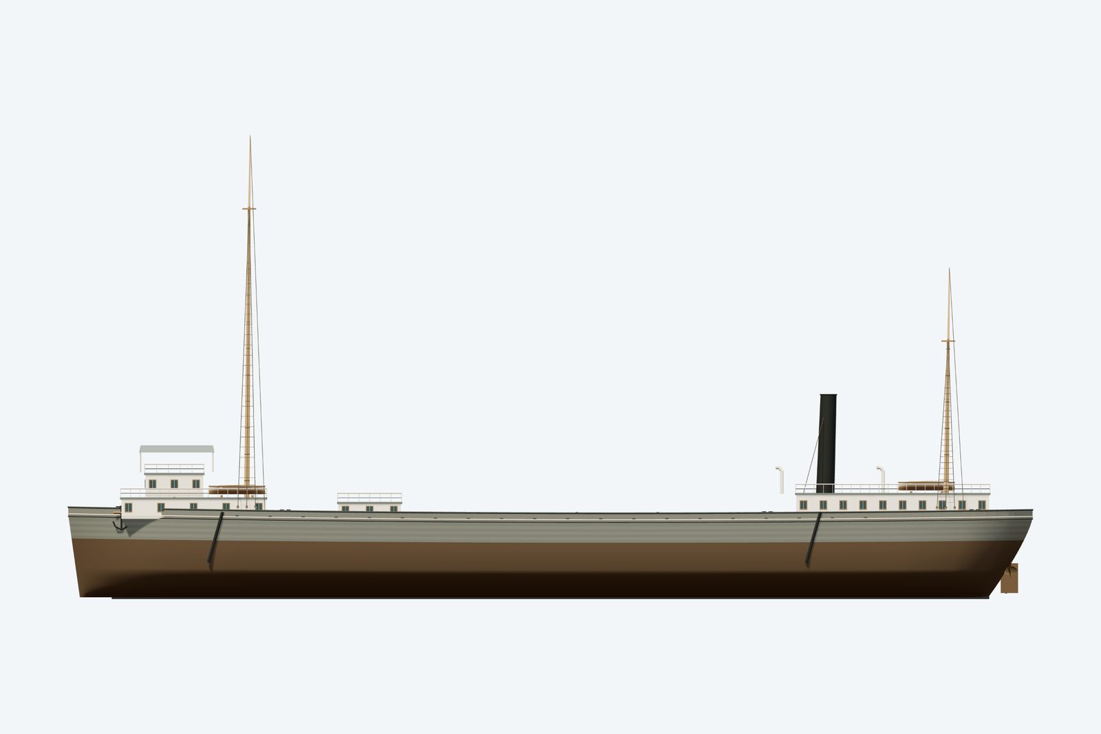 William P. Rend reconstruction, broadside view, rendered from the 3D model