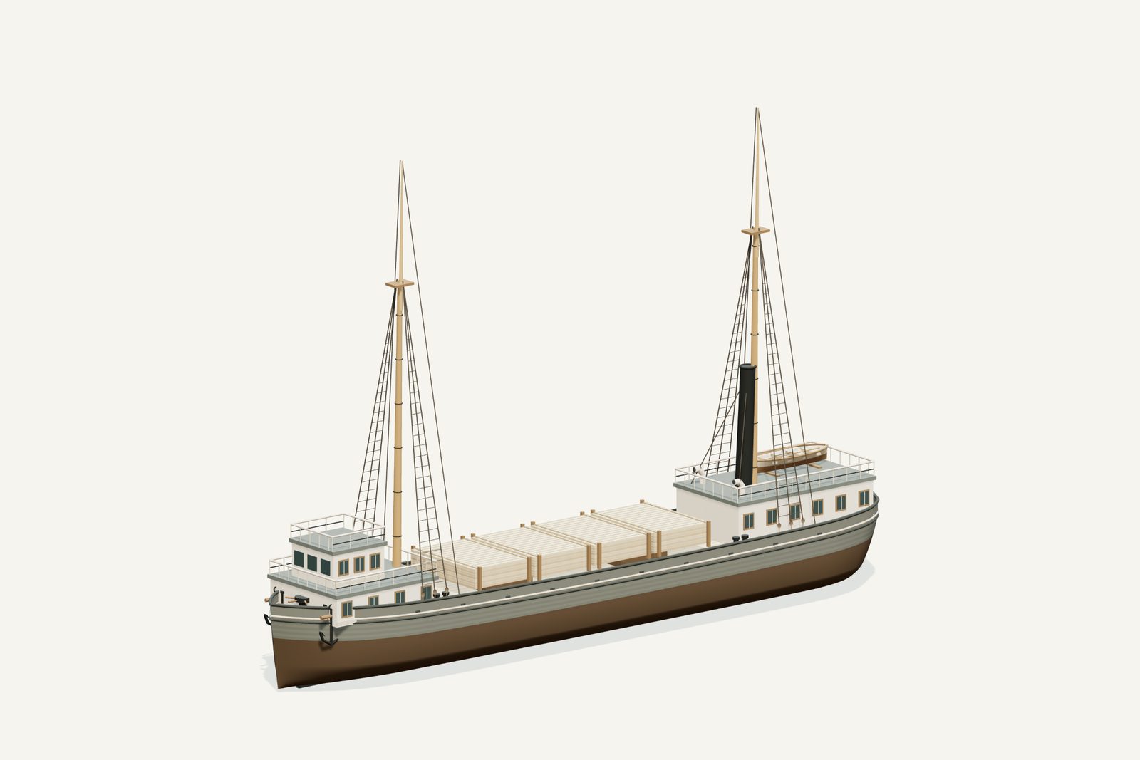 William Peter Thew reconstruction, three quarter view, rendered from the 3D model