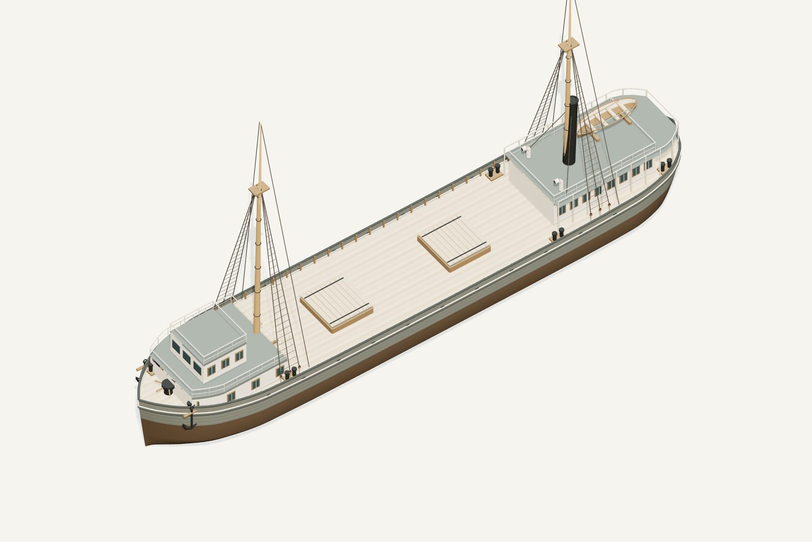 Yosemite reconstruction, deck view, rendered from the 3D model