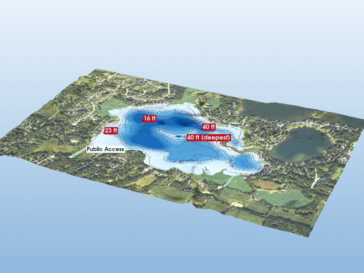 Depth map of East Crooked Lake