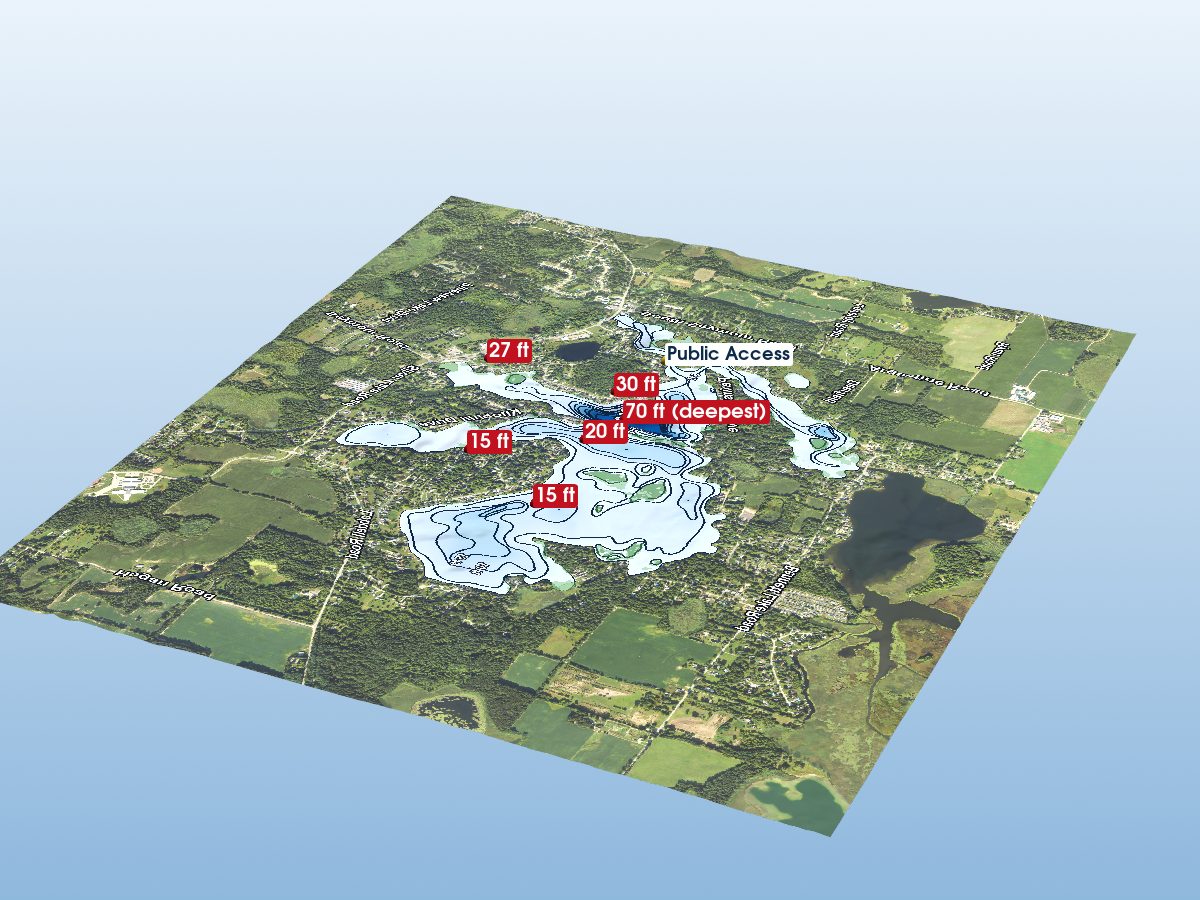 Depth map of Lobdell Lake