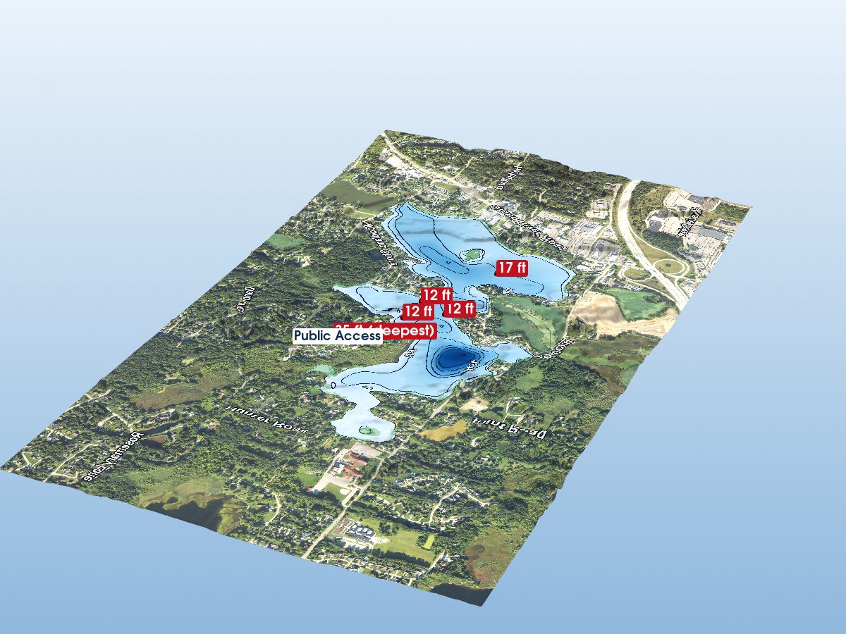 Depth map of Woodland Lake